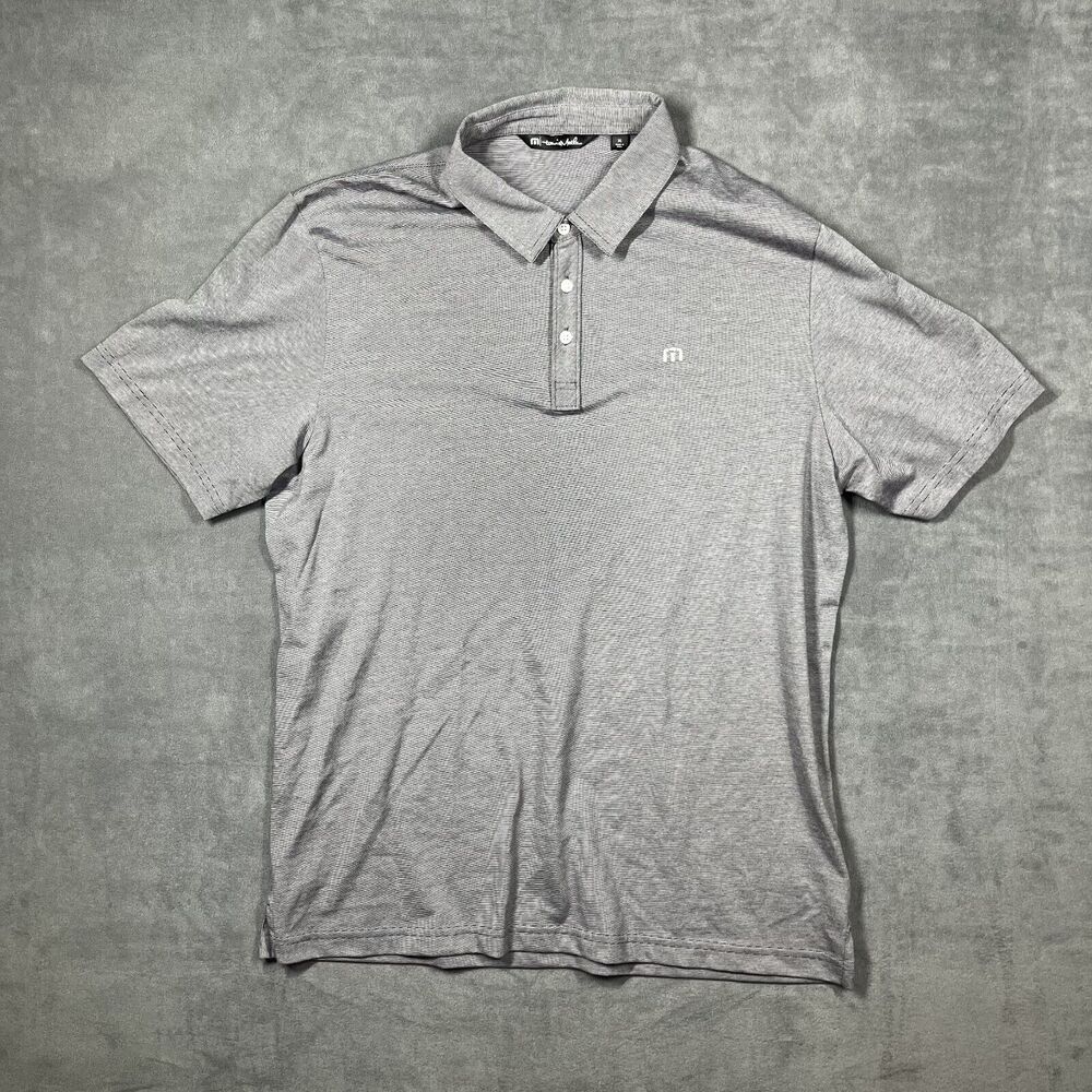 Travis Mathew Polo Shirt Men's XL Gray Pique Logo Collared Short Sleeve Golf